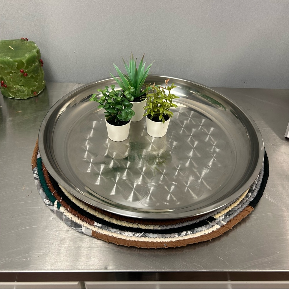 Silver tray.